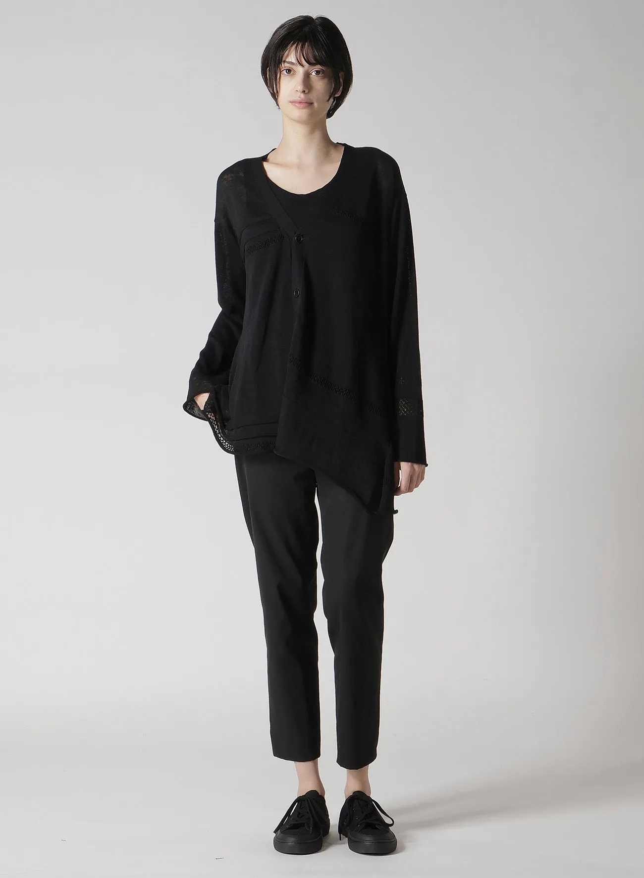 12G 2P STRIPE PANELED CARDIGAN