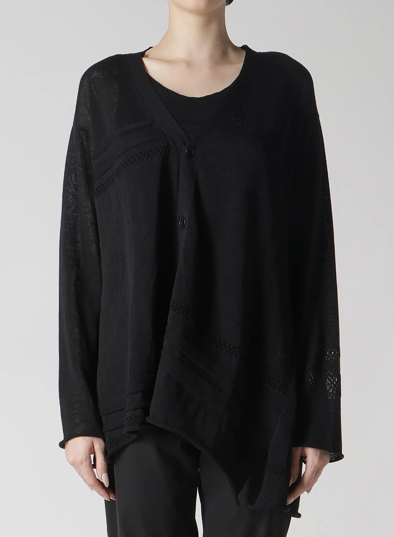 12G 2P STRIPE PANELED CARDIGAN