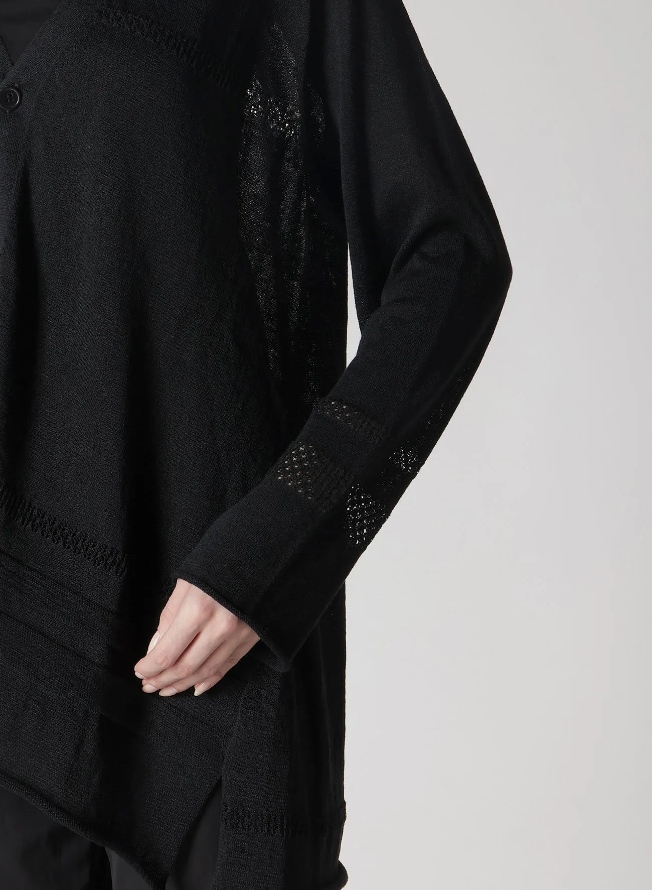 12G 2P STRIPE PANELED CARDIGAN