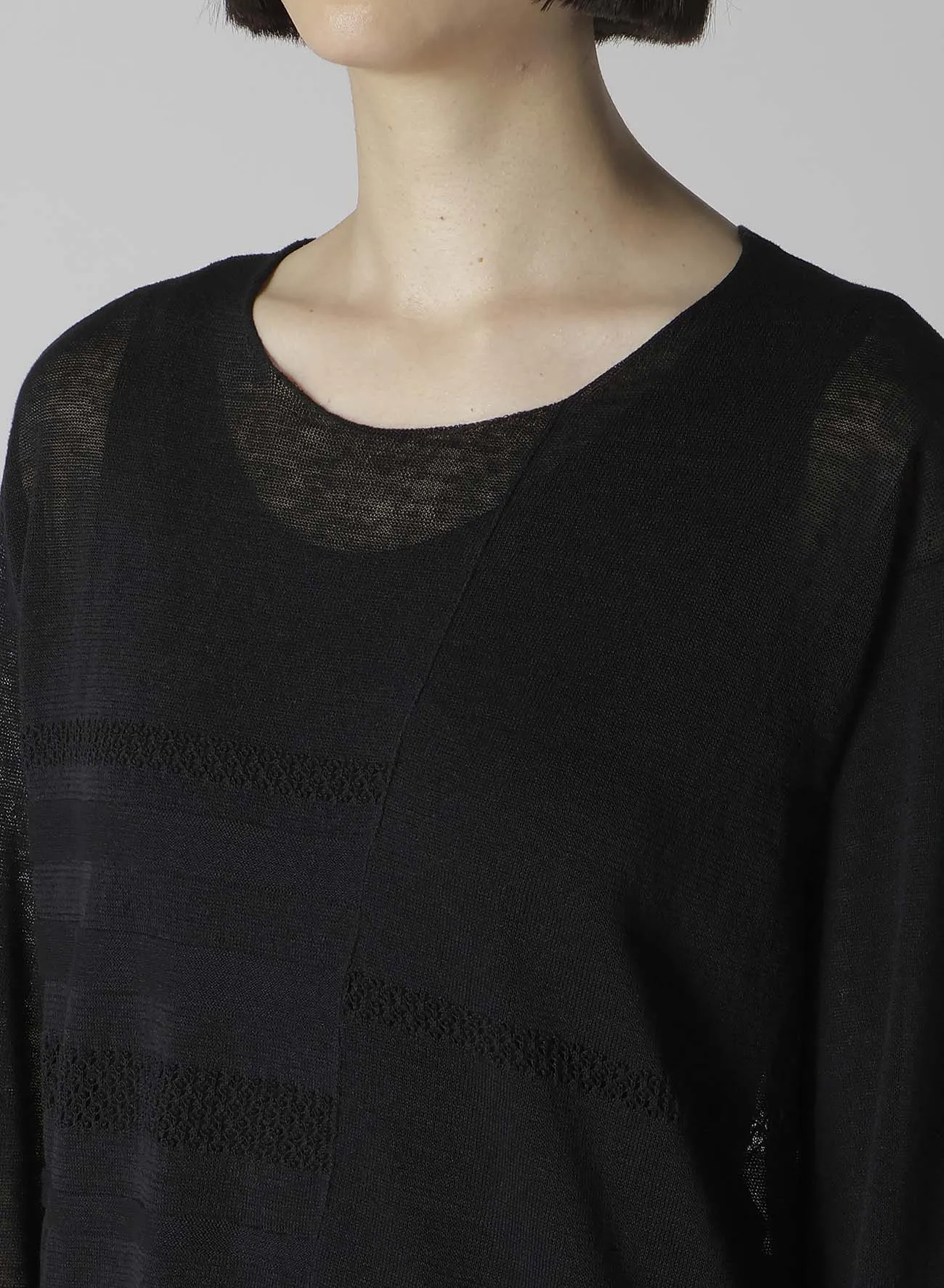12G 2P STRIPE PANELED SWEATER