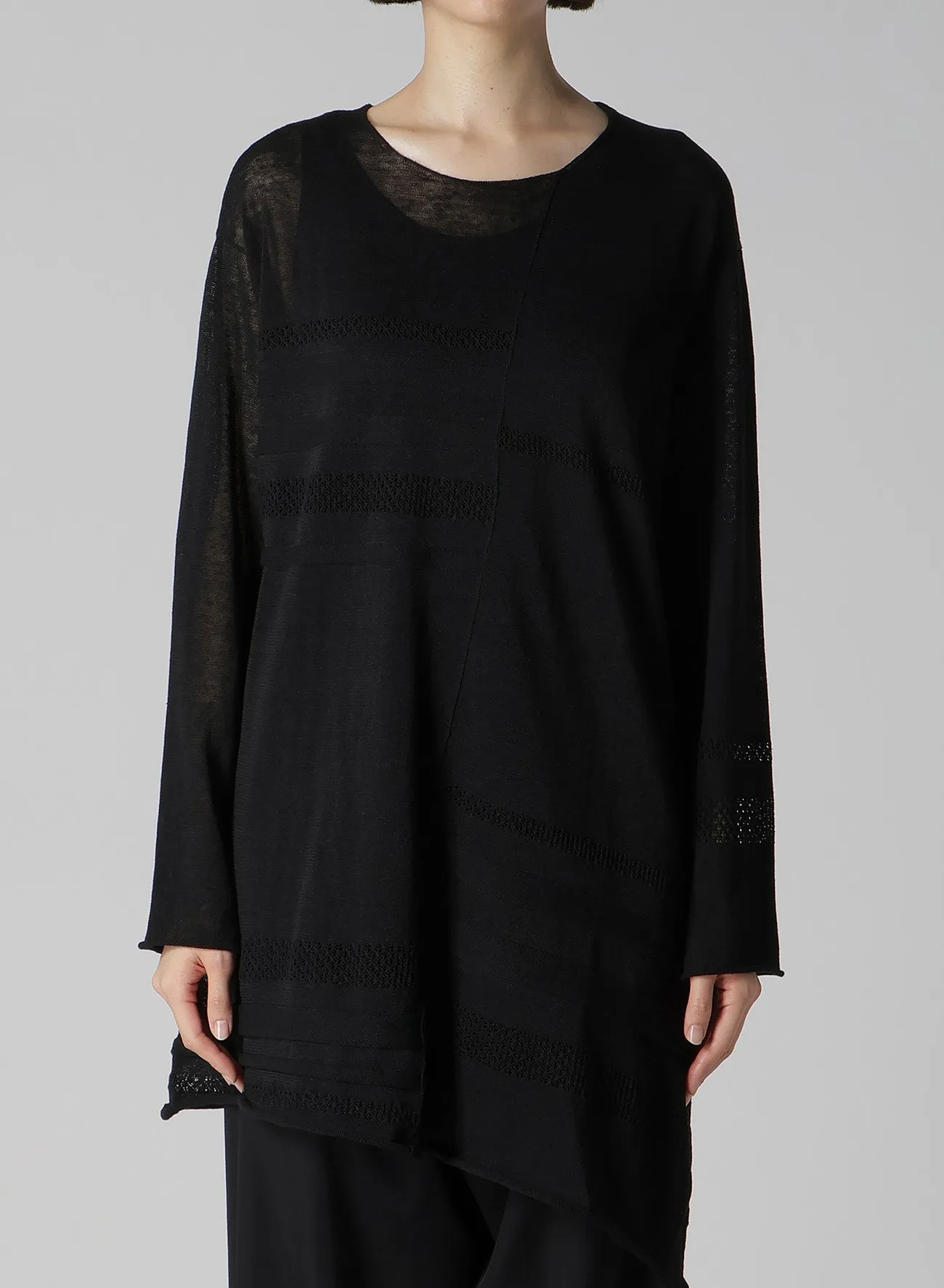 12G 2P STRIPE PANELED SWEATER