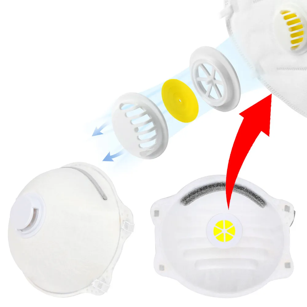 20 Pack Respirator Face Masks Exhalation Valve Anti Dust Mask Mouth Cover Filter