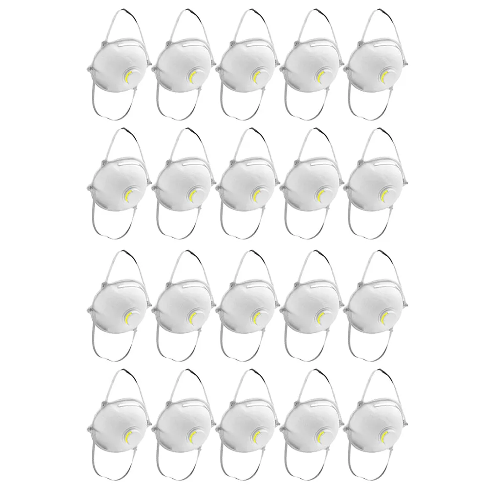 20 Pack Respirator Face Masks Exhalation Valve Anti Dust Mask Mouth Cover Filter