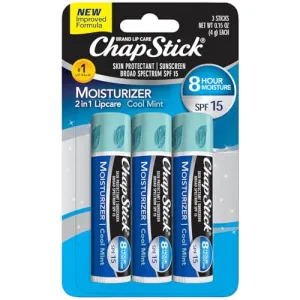 ChapStick Moisturizer Cool Mint Lip Balm Tubes - 0.15 Oz (Pack of 3)