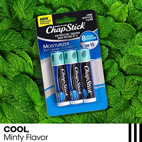 ChapStick Moisturizer Cool Mint Lip Balm Tubes - 0.15 Oz (Pack of 3)