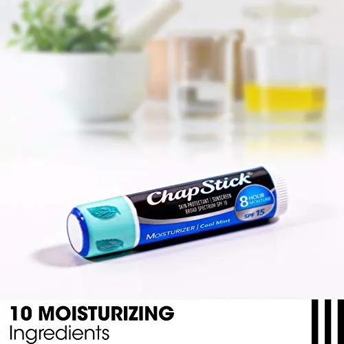 ChapStick Moisturizer Cool Mint Lip Balm Tubes - 0.15 Oz (Pack of 3)