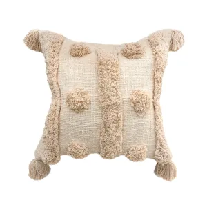 Cushion Natural Dot Tufted with Tassels - 50 x 50 cm