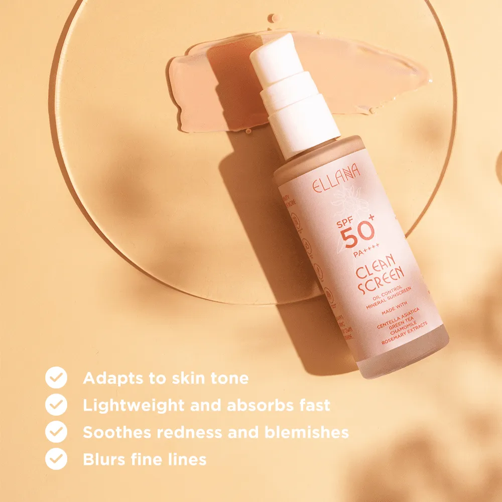 Ellana Minerals Clean Screen SPF 50  PA     Oil Control Mineral Sunscreen