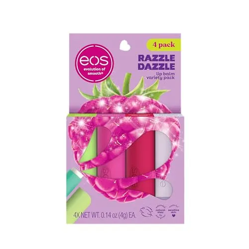eos Lip Balm Gift Set- Razzle Dazzle, Limited-Edition Lip Moisturizer, Variety Pack, 0.14 oz, 4-Pack
