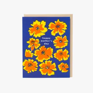 Mother's Day Floral Orange Pansies Letterpress Greeting Card