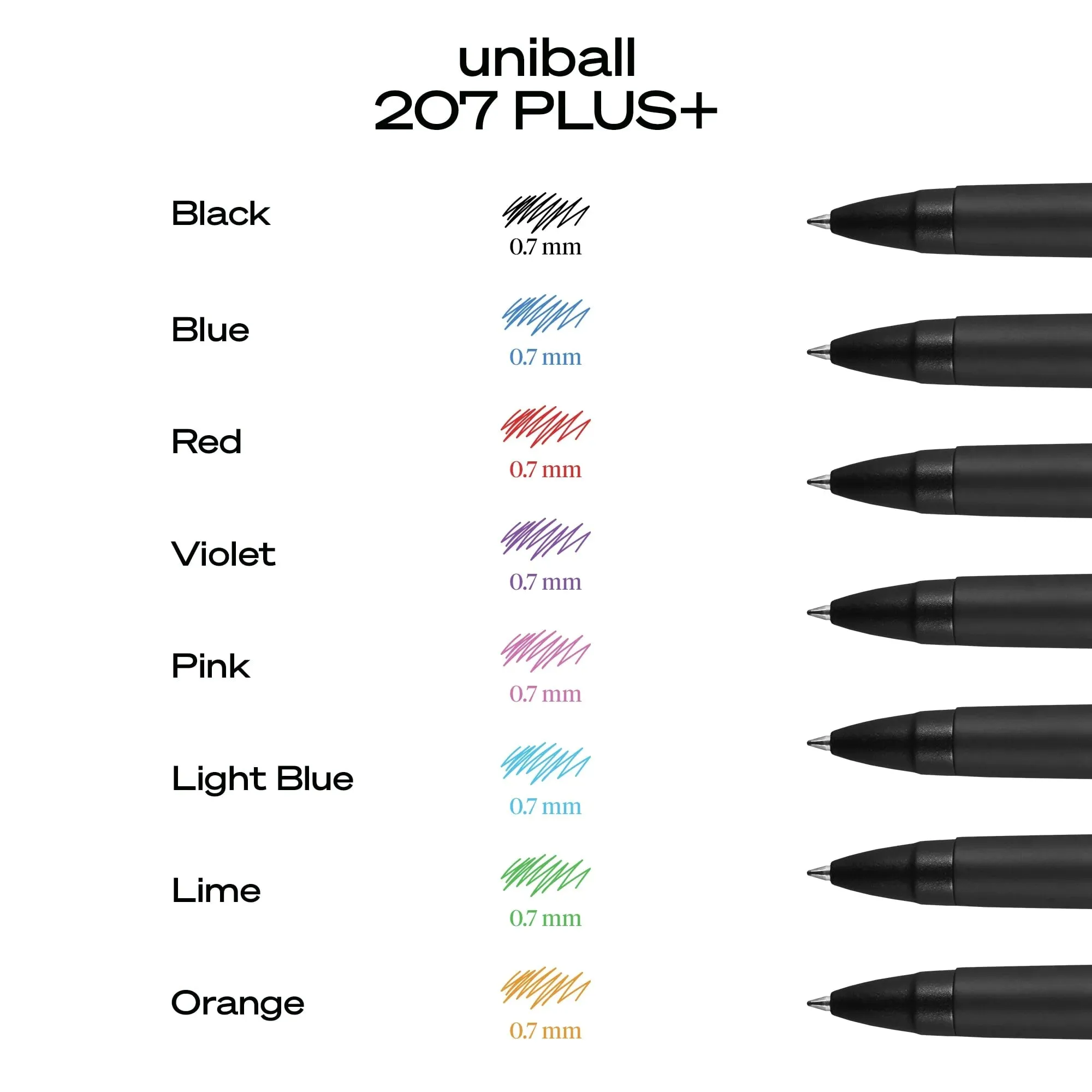 Uniball 207 Plus  Retractable Gel Pens, Medium Point (0.7mm), Black Ink, 4 Count